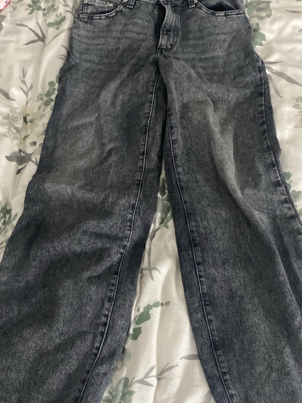 Women's Black Acid-Wash Jeans